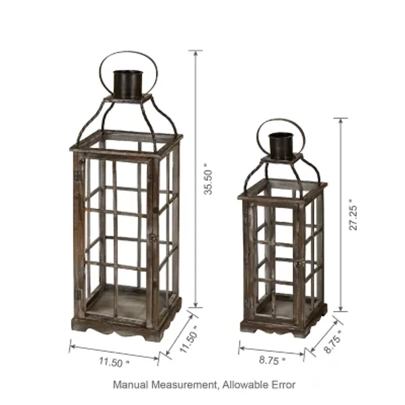 Glitzhome Oversized Wood & Metal 2-pc. Decorative Lantern