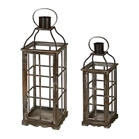 Glitzhome Oversized Wood & Metal 2-pc. Decorative Lantern