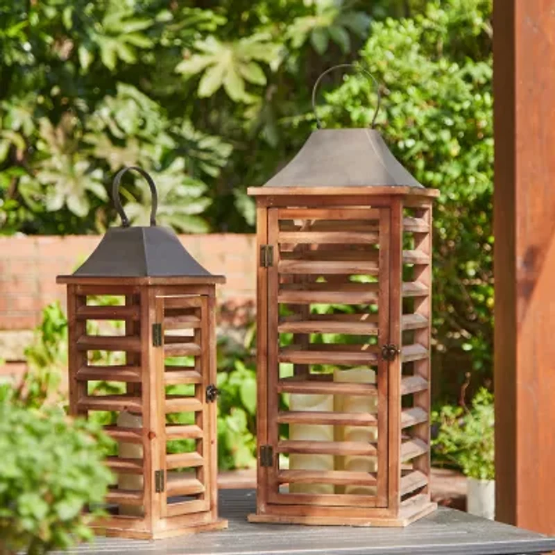 Glitzhome Farmhouse Shutter 2-pc. Decorative Lantern