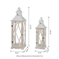 Glitzhome Farmhouse Wood & Metal 2-pc. Decorative Lantern