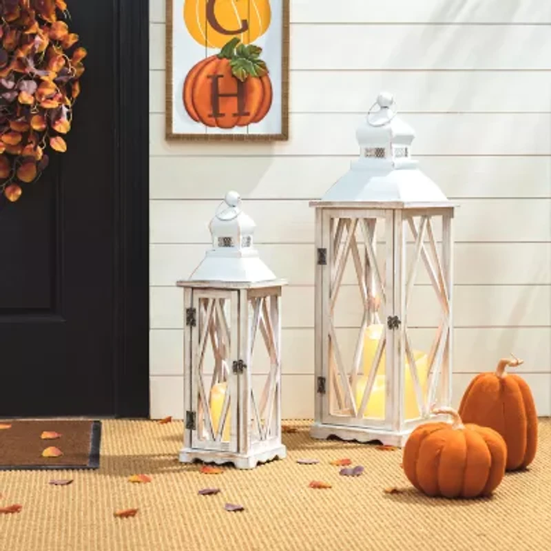 Glitzhome Farmhouse Wood & Metal 2-pc. Decorative Lantern