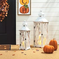 Glitzhome Farmhouse Wood & Metal 2-pc. Decorative Lantern