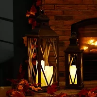 Glitzhome Black Diamond Window Frame 2-pc. Decorative Lantern