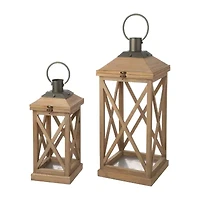 Glitzhome Modern Farmhouse Wooden 2-pc. Decorative Lantern