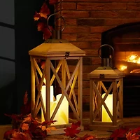 Glitzhome Modern Farmhouse Wooden 2-pc. Decorative Lantern