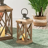 Glitzhome Modern Farmhouse Wooden 2-pc. Decorative Lantern