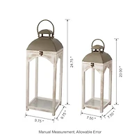 Glitzhome Farmhouse Modern Wood Metal 2-pc. Decorative Lantern