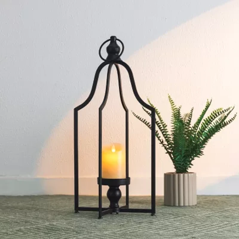 Glitzhome Modern Farmhouse Black Metal Decorative Lantern