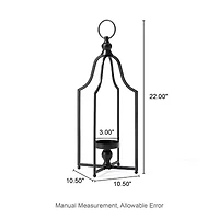Glitzhome Modern Farmhouse Black Metal Decorative Lantern