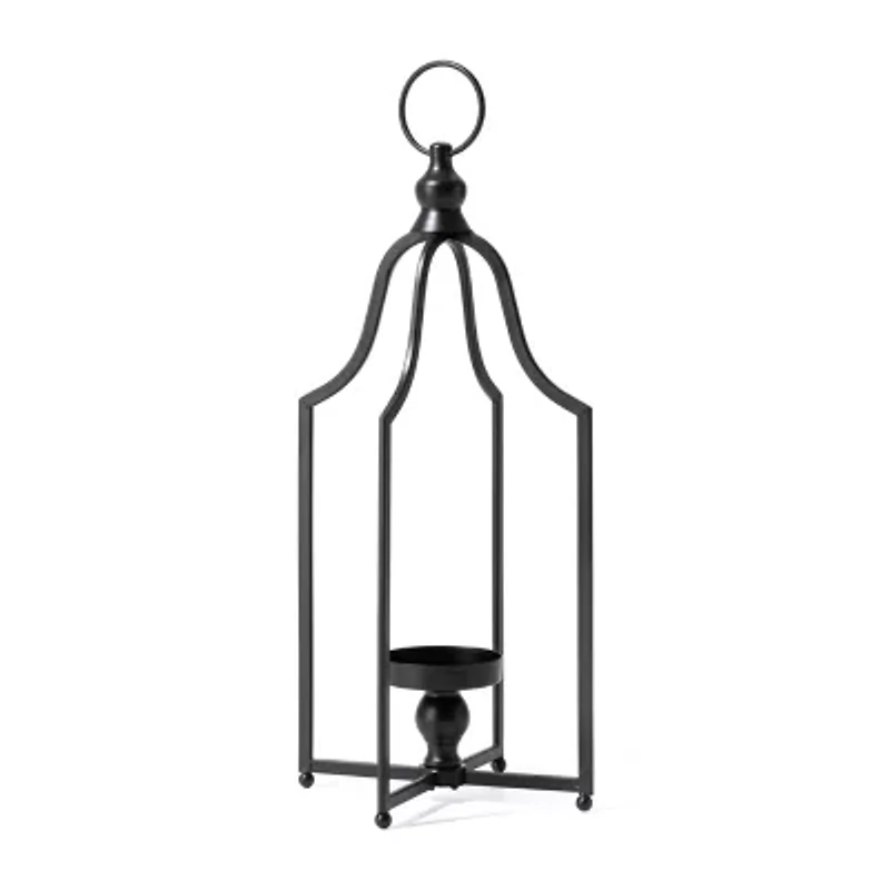 Glitzhome Modern Farmhouse Black Metal Decorative Lantern