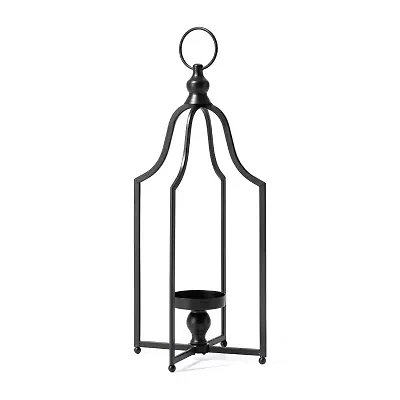 Glitzhome Modern Farmhouse Black Metal Decorative Lantern