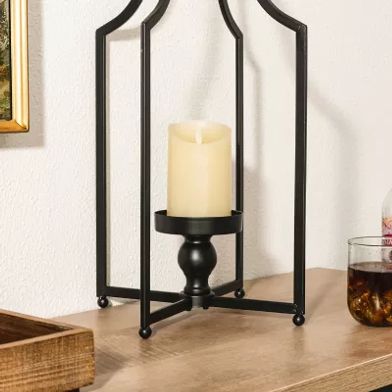 Glitzhome Modern Farmhouse Black Metal Decorative Lantern