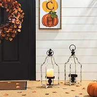 Glitzhome Small Farmhouse Metal 2-pc. Decorative Lantern