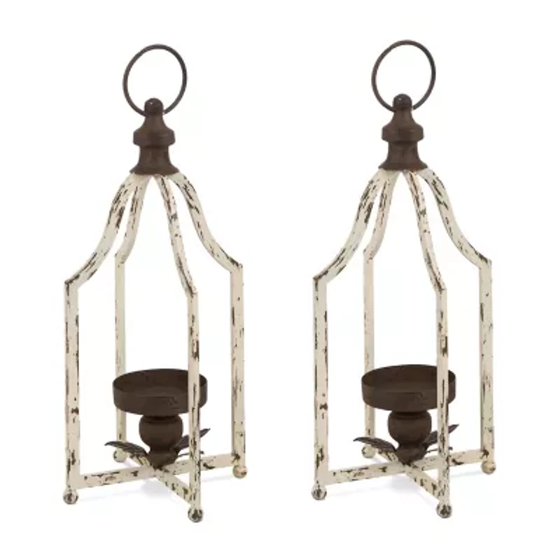Glitzhome Small Farmhouse Metal 2-pc. Decorative Lantern