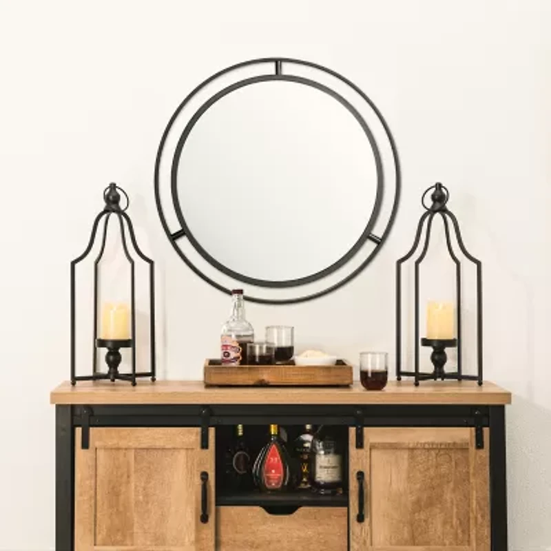 Glitzhome Farmhouse Black Metal 2-pc. Decorative Lantern