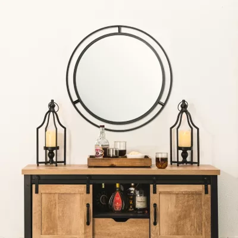 Glitzhome Small Farmhouse Black Metal 2-pc. Decorative Lantern