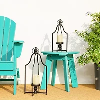 Glitzhome Small & Large Farmhouse Black Metal 2-pc. Decorative Lantern