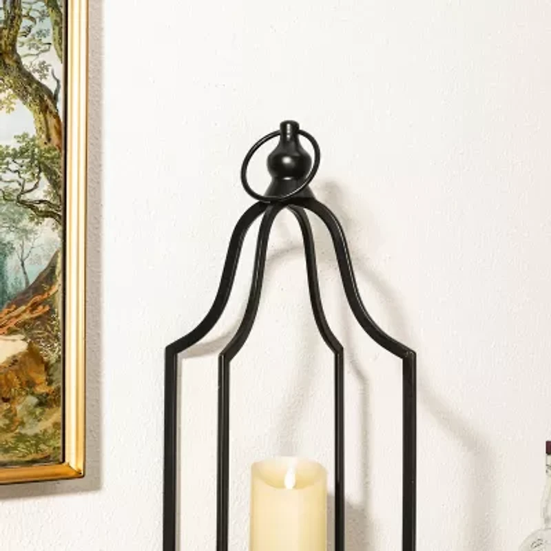 Glitzhome Small & Large Farmhouse Black Metal 2-pc. Decorative Lantern
