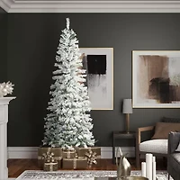 7.5' Flocked Pencil Christmas Tree