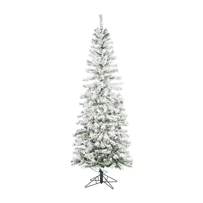 7.5' Flocked Pencil Christmas Tree