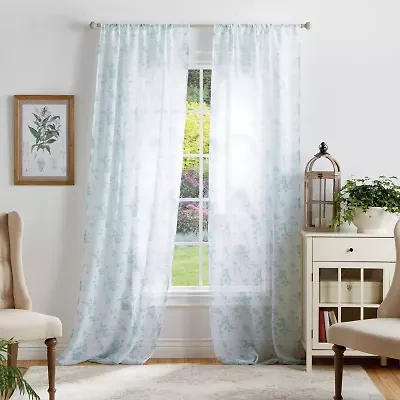 Martha Stewart Bellefield Floral Rod Pocket Sheer Set of 2 Curtain Panel