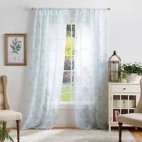 Martha Stewart Bellefield Floral Rod Pocket Sheer Set of 2 Curtain Panel