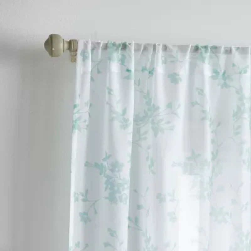 Martha Stewart Bellefield Floral Rod Pocket Sheer Set of 2 Curtain Panel