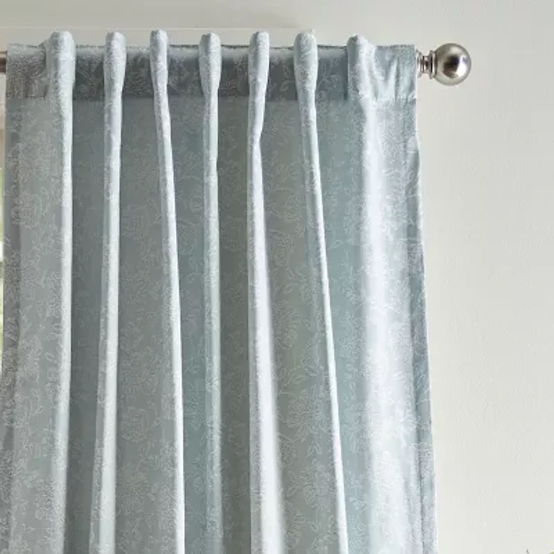 Martha Stewart Cottage Floral Rod Pocket Light-Filtering Set of 2 Curtain Panel