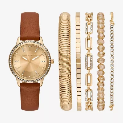 Skechers Womens Brown 6-pc. Watch Boxed Set Sr9126