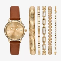 Skechers Womens Brown 6-pc. Watch Boxed Set Sr9126