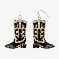 Bijoux Bar Gold Tone Boot Womens Glass Drop Earrings