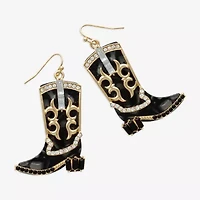 Bijoux Bar Gold Tone Boot Womens Glass Drop Earrings