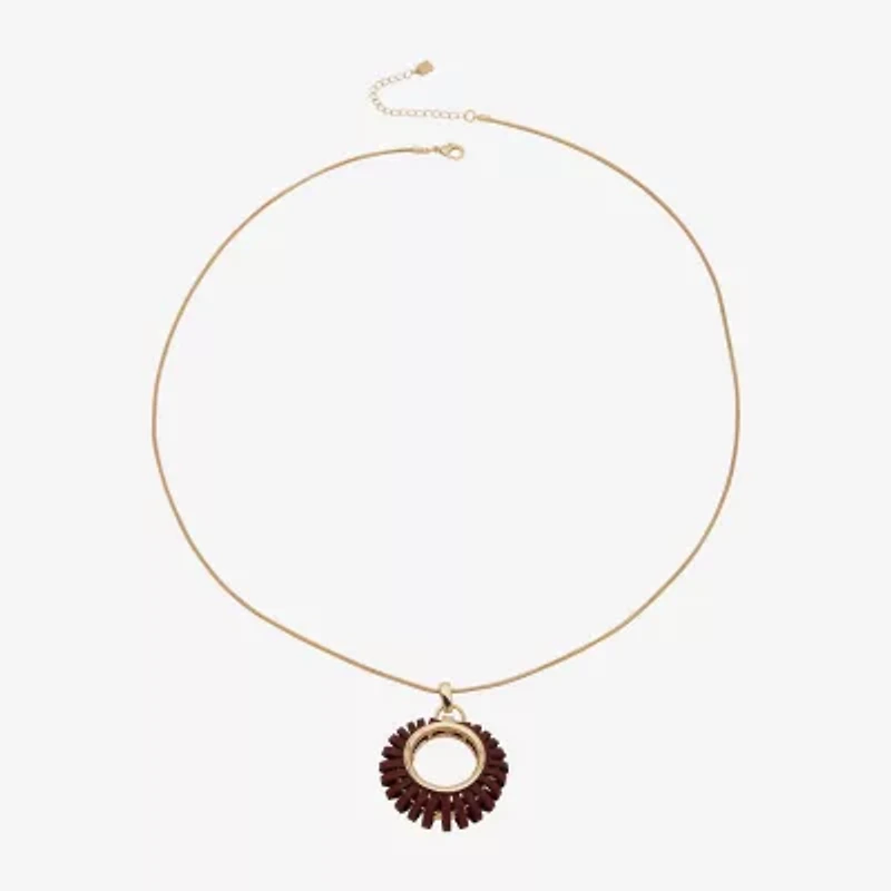 Worthington Gold Tone Womens 32 Inch Pendant Necklace