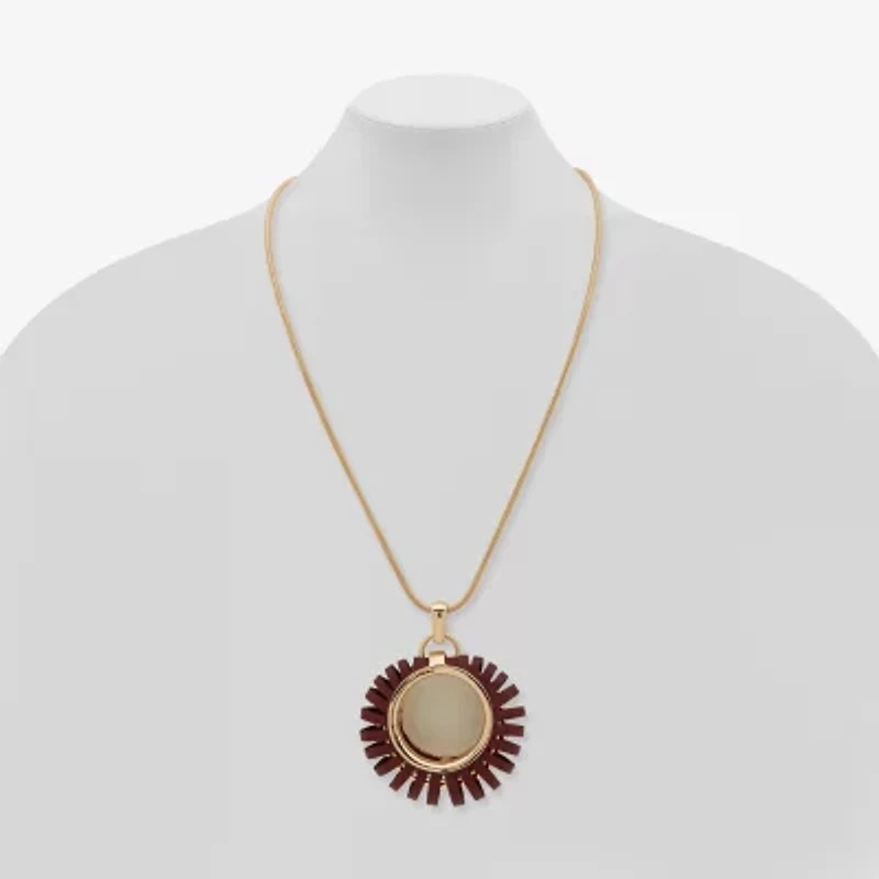 Worthington Gold Tone Womens 32 Inch Pendant Necklace