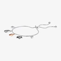 Disney Classics Sally & Jack Skellington Womens Cubic Zirconia 18K Rose Gold Over Brass Heart Nightmare Before Christmas Bolo Bracelet