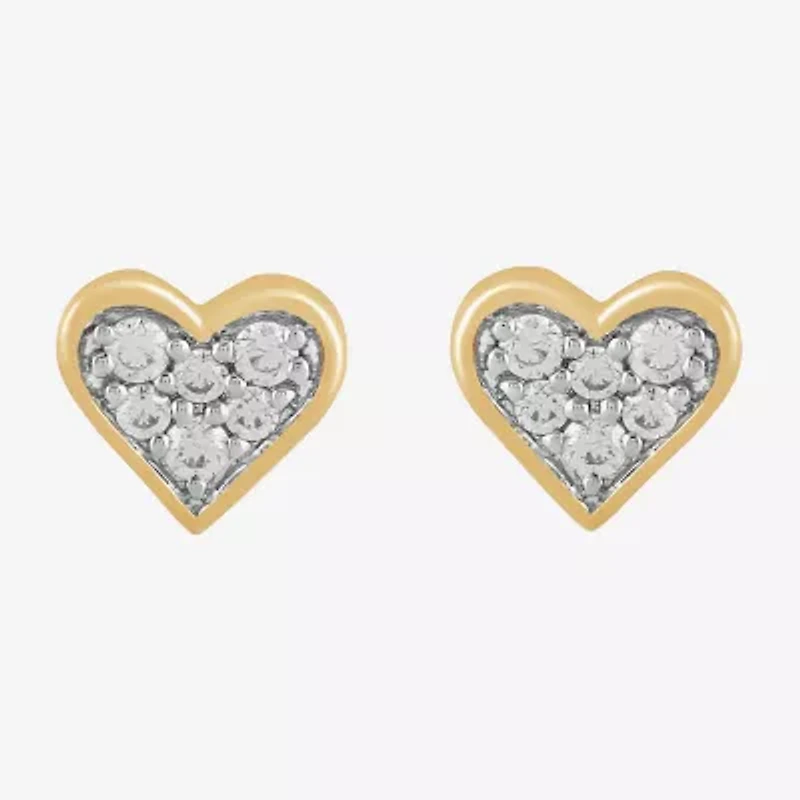 1/10 CT. T.W. Lab Grown White Diamond 10K Gold 5.9mm Heart Stud Earrings