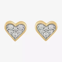 1/10 CT. T.W. Lab Grown White Diamond 10K Gold 5.9mm Heart Stud Earrings