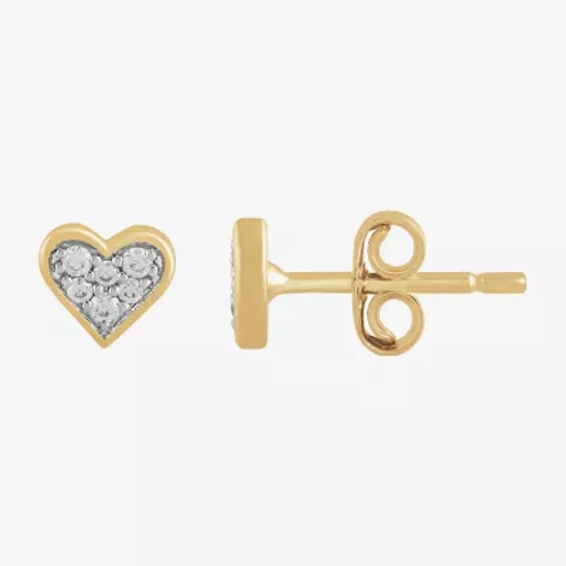 1/10 CT. T.W. Lab Grown White Diamond 10K Gold 5.9mm Heart Stud Earrings