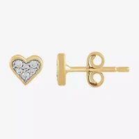 1/10 CT. T.W. Lab Grown White Diamond 10K Gold 5.9mm Heart Stud Earrings
