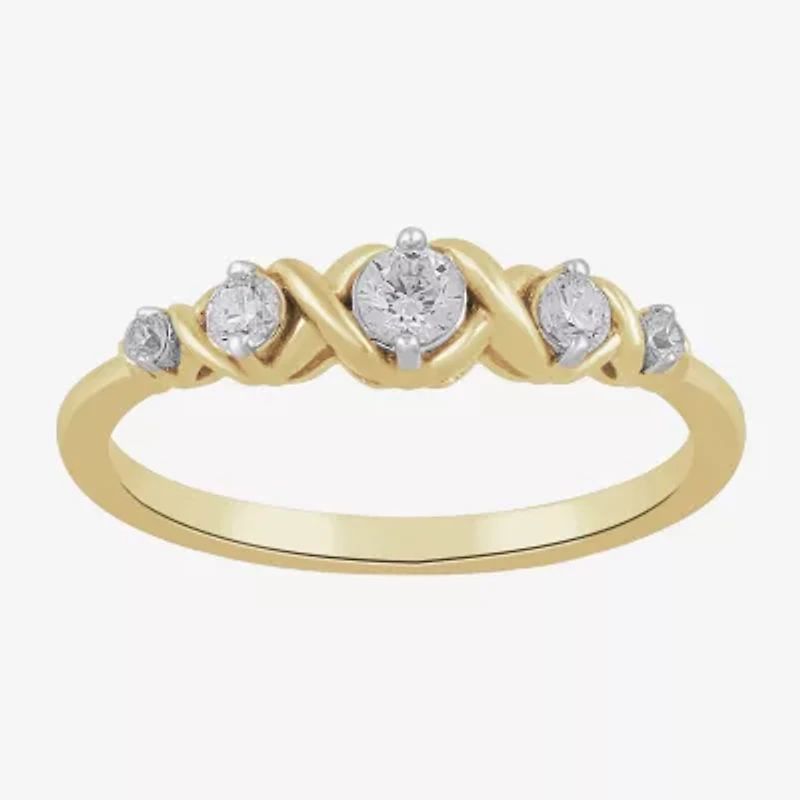 Womens 1/4 CT. T.W. Lab Grown White Diamond 10K Gold Cocktail Ring