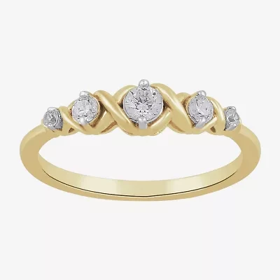 Womens 1/4 CT. T.W. Lab Grown White Diamond 10K Gold Cocktail Ring