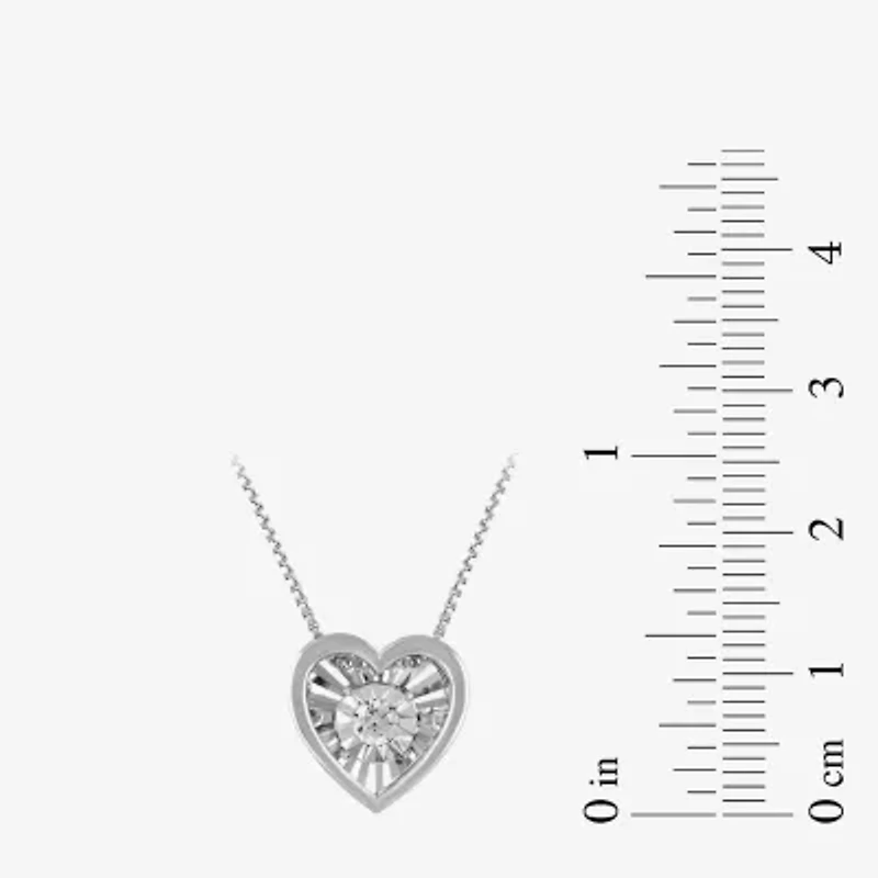 Womens 1/10 CT. T.W. Lab Grown White Diamond Sterling Silver Heart Inch Pendant Necklace
