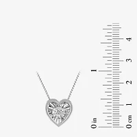 Womens 1/10 CT. T.W. Lab Grown White Diamond Sterling Silver Heart Inch Pendant Necklace