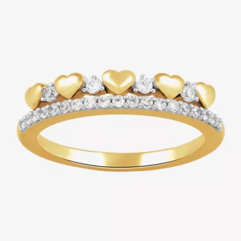 Womens 1/4 CT. T.W. Lab Grown White Diamond 14K Gold Over Silver Sterling Heart Cocktail Ring