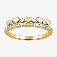 Womens 1/4 CT. T.W. Lab Grown White Diamond 14K Gold Over Silver Sterling Heart Cocktail Ring