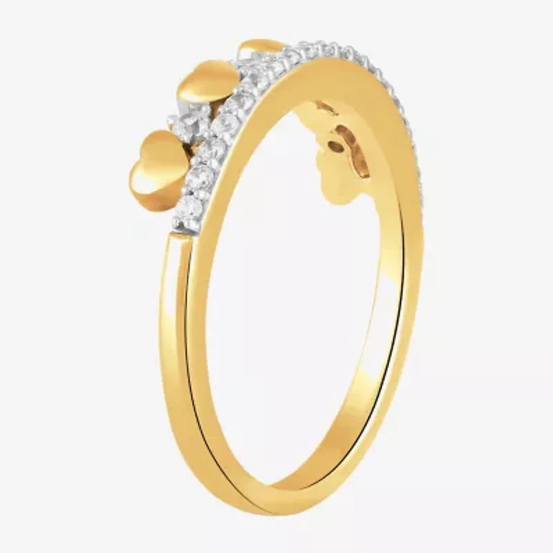 Womens 1/4 CT. T.W. Lab Grown White Diamond 14K Gold Over Silver Sterling Heart Cocktail Ring