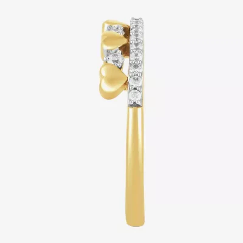 Womens 1/4 CT. T.W. Lab Grown White Diamond 14K Gold Over Silver Sterling Heart Cocktail Ring