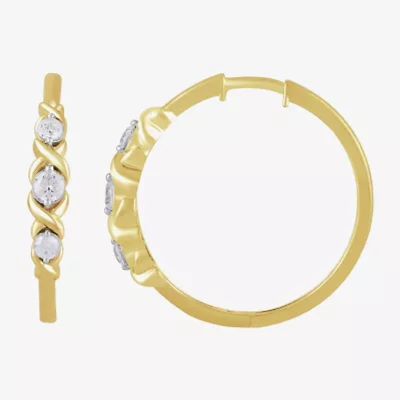 Womens 1/2 CT. T.W. Lab Grown White Diamond 14K Gold Over Silver Sterling Silver 23mm Hoop Earrings