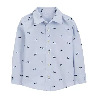 Oshkosh Toddler Boys Long Sleeve Fitted Regular Fit Button-Down Shirt