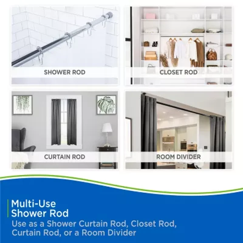 Kenney Twist & Fit No Tools 24-40 IN Adjustable Tension Stall Shower Curtain Rod